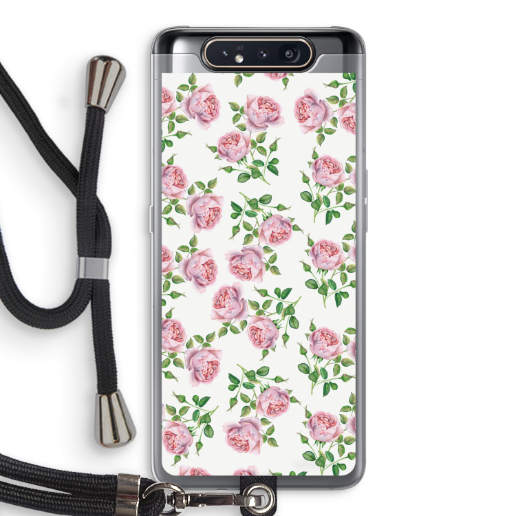 CaseCompany Kleine roosjes: Samsung Galaxy A80 Transparant Hoesje met koord