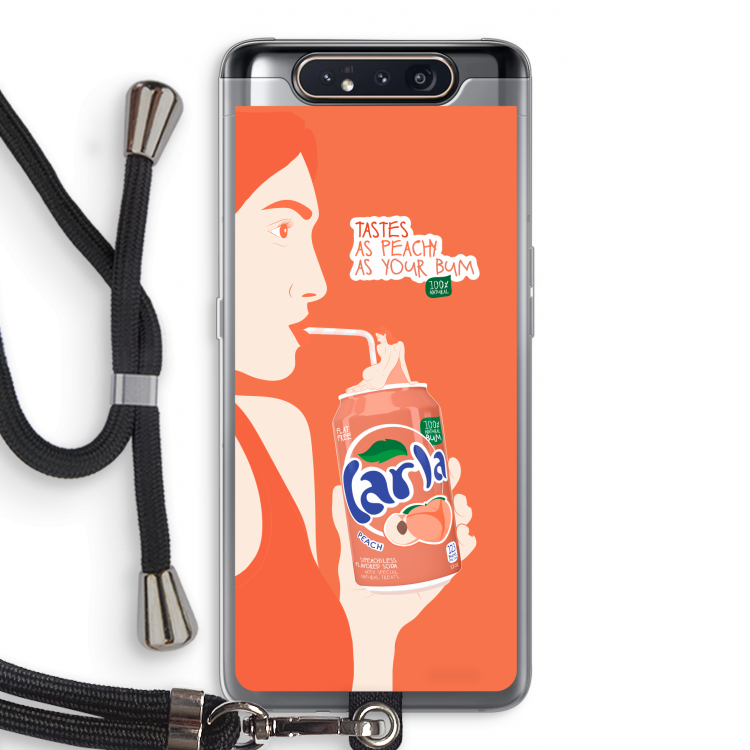 CaseCompany Peach please!: Samsung Galaxy A80 Transparant Hoesje met koord