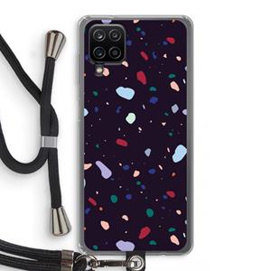 CaseCompany Dark Rounded Terrazzo: Samsung Galaxy A12 Transparant Hoesje met koord