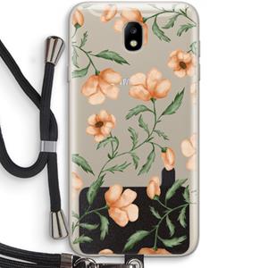 CaseCompany Peachy flowers: Samsung Galaxy J7 (2017) Transparant Hoesje met koord