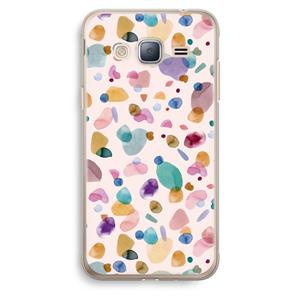 CaseCompany Terrazzo Memphis Pink: Samsung Galaxy J3 (2016) Transparant Hoesje
