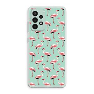 CaseCompany Flamingoprint groen: Samsung Galaxy A52s 5G Transparant Hoesje