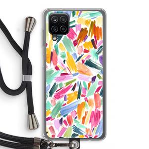 CaseCompany Watercolor Brushstrokes: Samsung Galaxy A12 Transparant Hoesje met koord