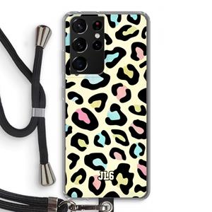 CaseCompany Leopard pattern: Samsung Galaxy S21 Ultra Transparant Hoesje met koord