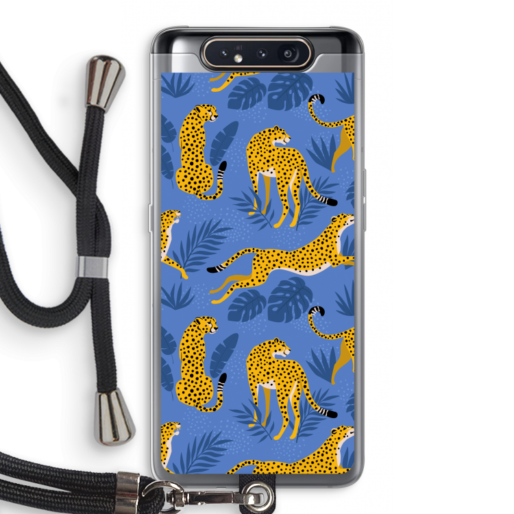 CaseCompany Luipaard: Samsung Galaxy A80 Transparant Hoesje met koord