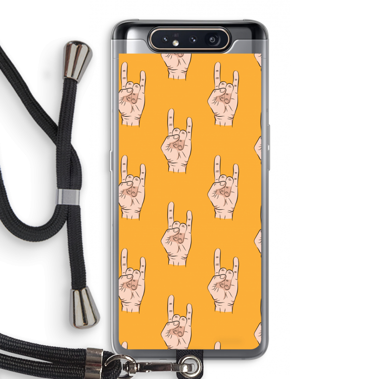 CaseCompany Rock: Samsung Galaxy A80 Transparant Hoesje met koord