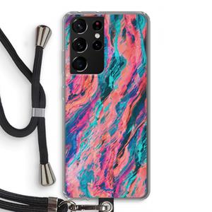 CaseCompany Electric Times: Samsung Galaxy S21 Ultra Transparant Hoesje met koord