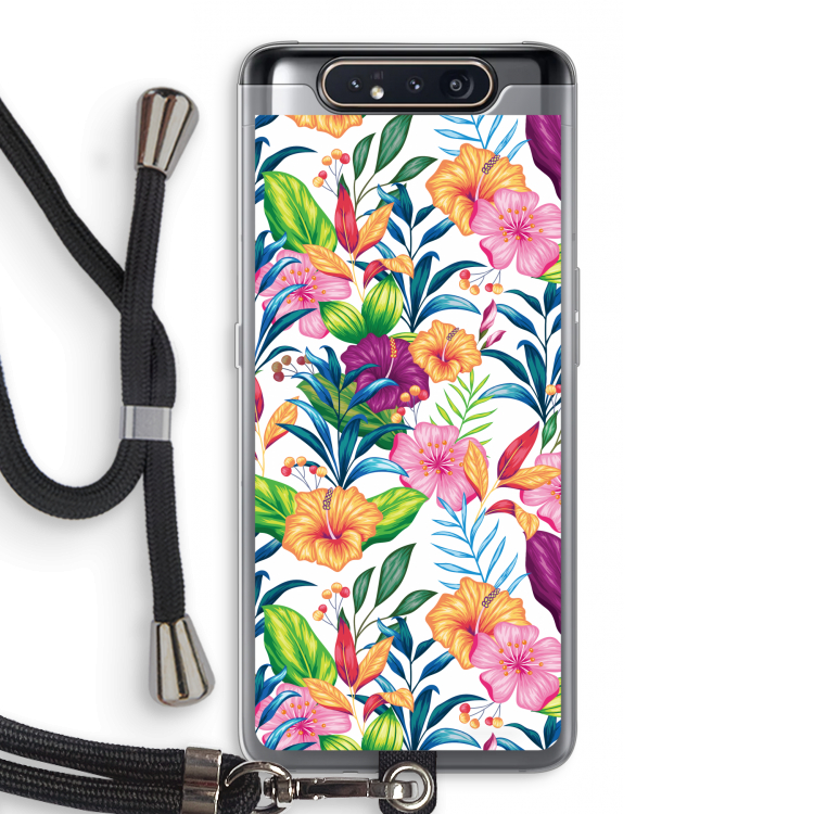 CaseCompany Tropisch 2: Samsung Galaxy A80 Transparant Hoesje met koord