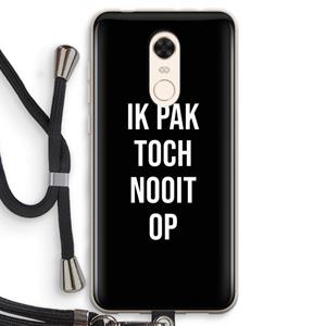 CaseCompany Ik pak nooit op - Zwart: Xiaomi Redmi 5 Transparant Hoesje met koord