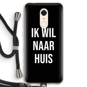 CaseCompany Ik wil naar huis - Zwart: Xiaomi Redmi 5 Transparant Hoesje met koord