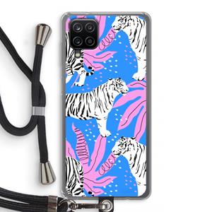 CaseCompany Tijger: Samsung Galaxy A12 Transparant Hoesje met koord