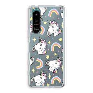 CaseCompany Rainbow Unicorn: Sony Xperia 5 III Transparant Hoesje