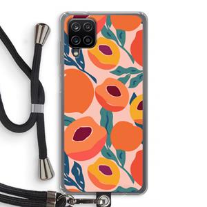 CaseCompany Perzik: Samsung Galaxy A12 Transparant Hoesje met koord