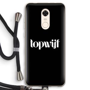 CaseCompany Topwijf Zwart: Xiaomi Redmi 5 Transparant Hoesje met koord