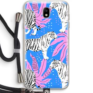 CaseCompany Tijger: Samsung Galaxy J7 (2017) Transparant Hoesje met koord