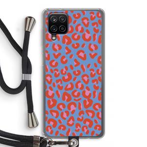 CaseCompany Leopard blue: Samsung Galaxy A12 Transparant Hoesje met koord