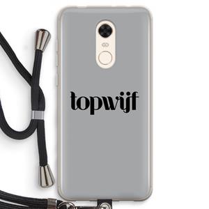 CaseCompany Topwijf Grijs Zwart: Xiaomi Redmi 5 Transparant Hoesje met koord