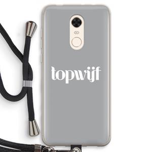 CaseCompany Topwijf Grijs Wit: Xiaomi Redmi 5 Transparant Hoesje met koord