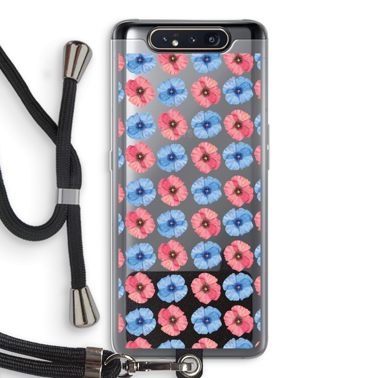 CaseCompany Klaproosjes: Samsung Galaxy A80 Transparant Hoesje met koord