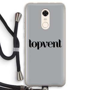 CaseCompany Topvent Grijs Zwart: Xiaomi Redmi 5 Transparant Hoesje met koord