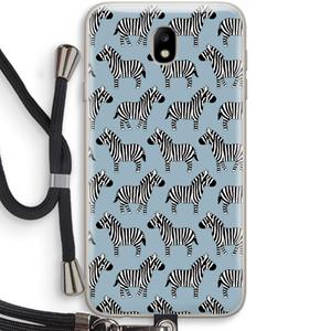 CaseCompany Zebra: Samsung Galaxy J7 (2017) Transparant Hoesje met koord