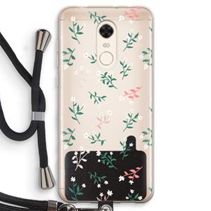 CaseCompany Small white flowers: Xiaomi Redmi 5 Transparant Hoesje met koord