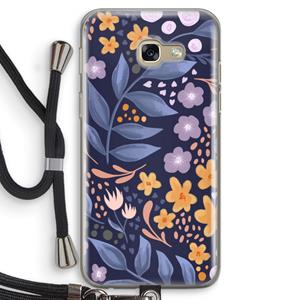 CaseCompany Flowers with blue leaves: Samsung Galaxy A5 (2017) Transparant Hoesje met koord