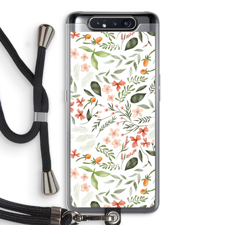 CaseCompany Sweet little flowers: Samsung Galaxy A80 Transparant Hoesje met koord