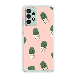 CaseCompany Cactusprint roze: Samsung Galaxy A52s 5G Transparant Hoesje