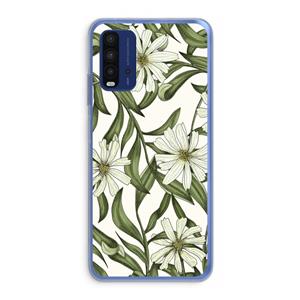 CaseCompany Wit bloemenpatroon: Xiaomi Redmi 9T Transparant Hoesje