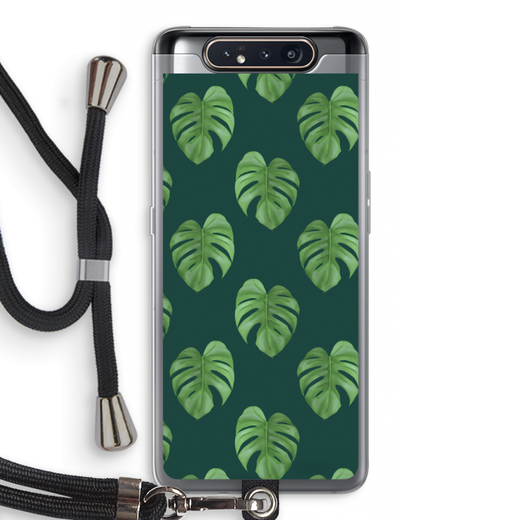 CaseCompany Monstera leaves: Samsung Galaxy A80 Transparant Hoesje met koord