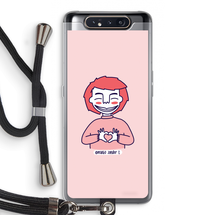 CaseCompany Hartje: Samsung Galaxy A80 Transparant Hoesje met koord