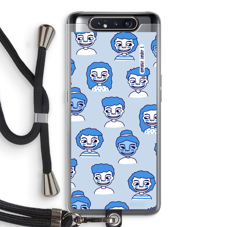 CaseCompany Gezichtjes: Samsung Galaxy A80 Transparant Hoesje met koord