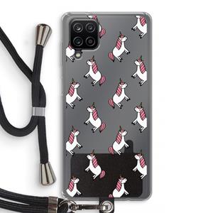 CaseCompany Eenhoorns overal: Samsung Galaxy A12 Transparant Hoesje met koord