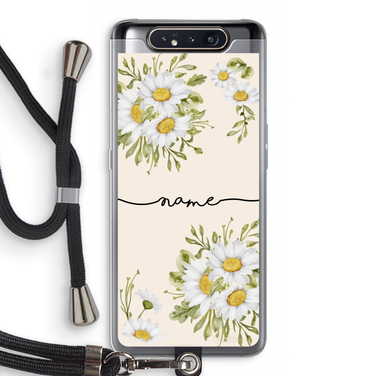 CaseCompany Daisies: Samsung Galaxy A80 Transparant Hoesje met koord