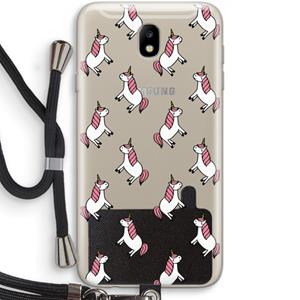 CaseCompany Eenhoorns overal: Samsung Galaxy J7 (2017) Transparant Hoesje met koord