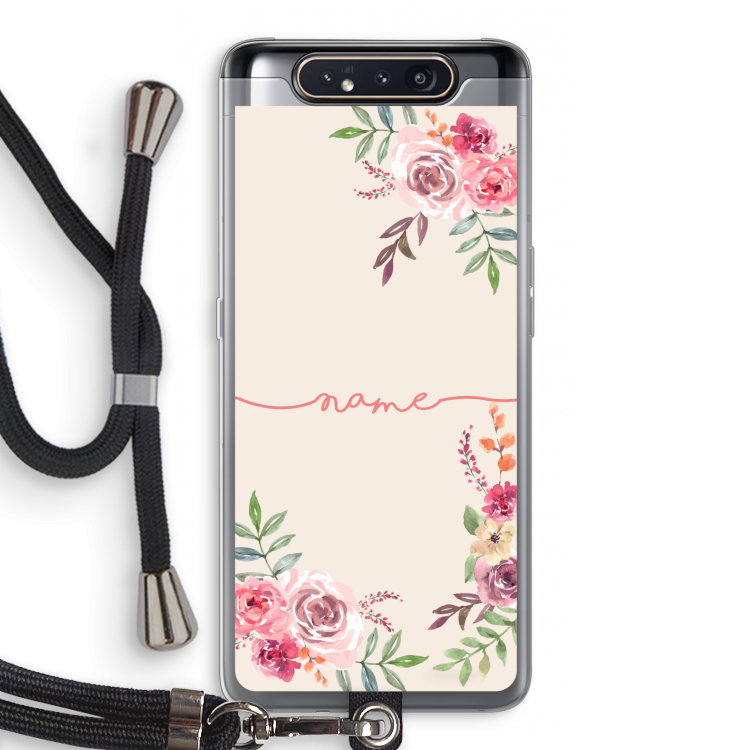 CaseCompany Rozen: Samsung Galaxy A80 Transparant Hoesje met koord