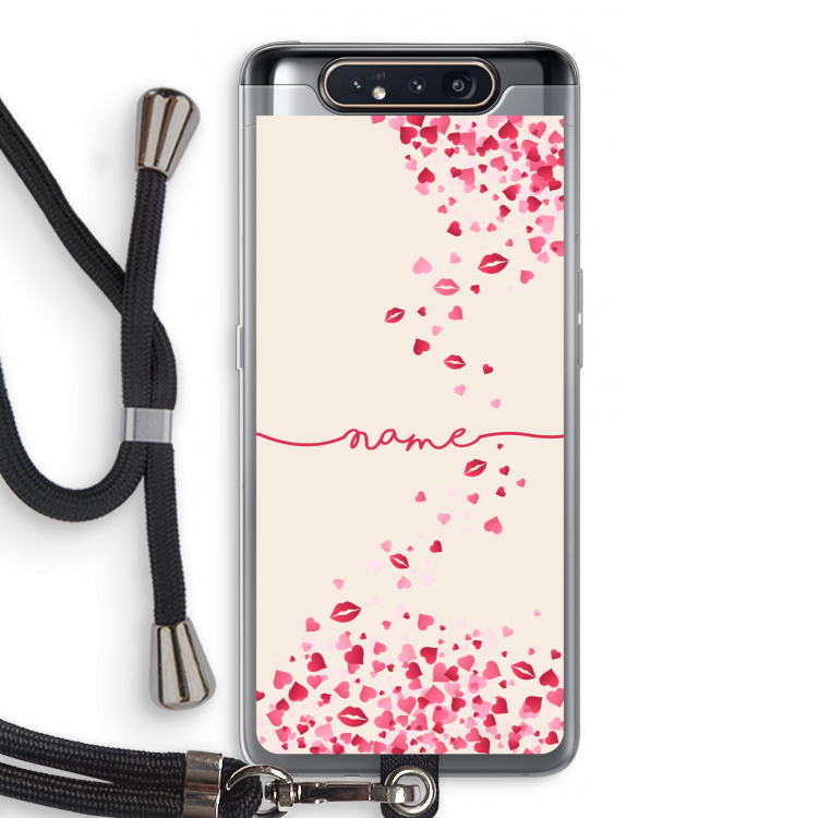 CaseCompany Hartjes en kusjes: Samsung Galaxy A80 Transparant Hoesje met koord