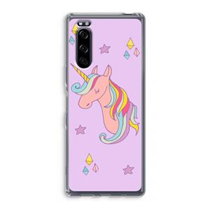 CaseCompany Roze eenhoorn: Sony Xperia 5 Transparant Hoesje