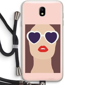 CaseCompany Red lips: Samsung Galaxy J7 (2017) Transparant Hoesje met koord
