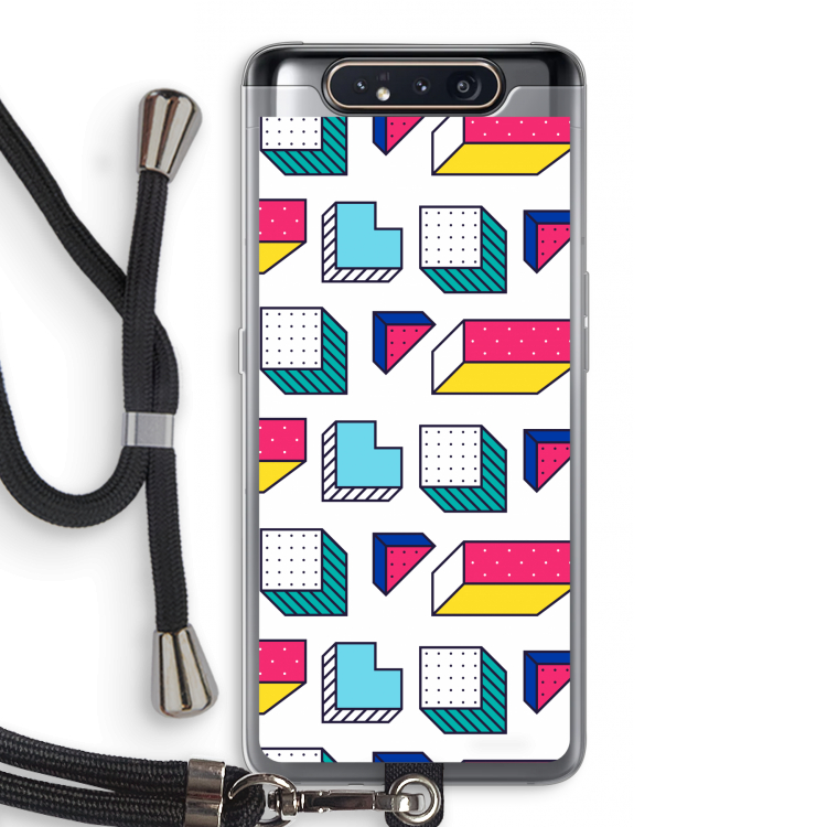 CaseCompany 8-bit N°7: Samsung Galaxy A80 Transparant Hoesje met koord