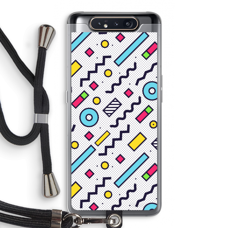 CaseCompany 8-bit N°8: Samsung Galaxy A80 Transparant Hoesje met koord