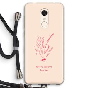 CaseCompany Where flowers bloom: Xiaomi Redmi 5 Transparant Hoesje met koord