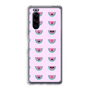 CaseCompany Smiley watermeloenprint: Sony Xperia 5 Transparant Hoesje