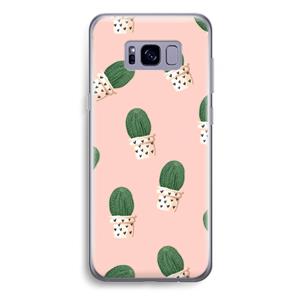 CaseCompany Cactusprint roze: Samsung Galaxy S8 Plus Transparant Hoesje