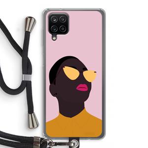 CaseCompany Yellow glasses: Samsung Galaxy A12 Transparant Hoesje met koord