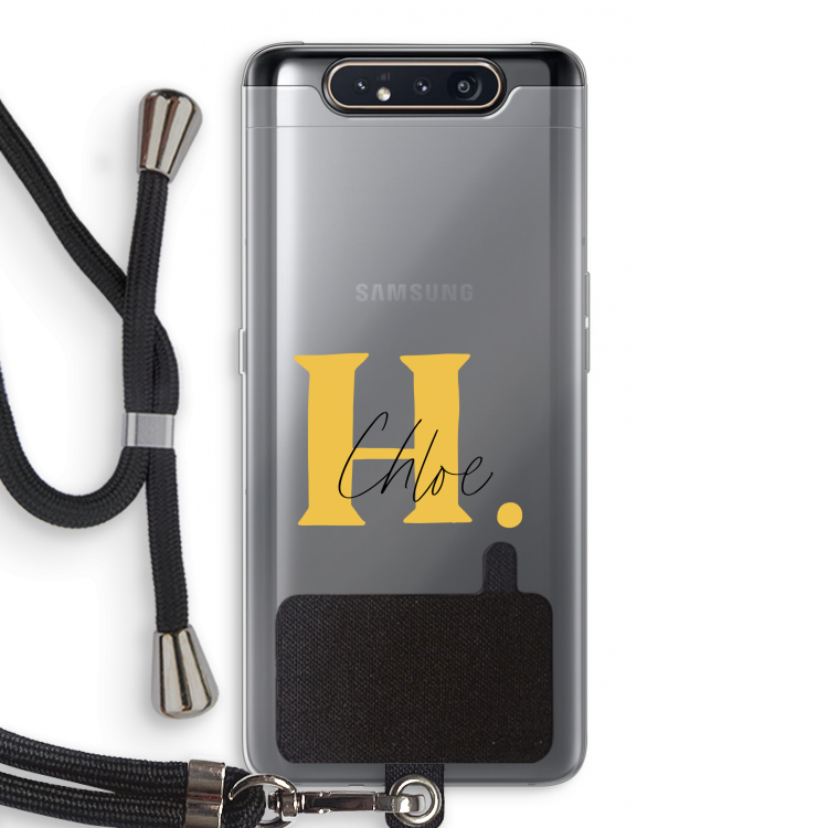 CaseCompany Amber Script: Samsung Galaxy A80 Transparant Hoesje met koord