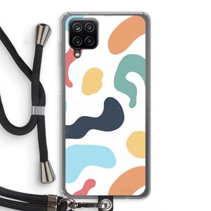 CaseCompany Memphis Shapes Blue: Samsung Galaxy A12 Transparant Hoesje met koord