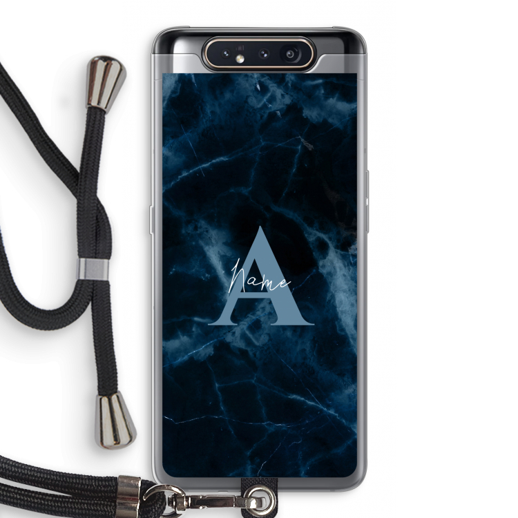 CaseCompany Midnight Marble: Samsung Galaxy A80 Transparant Hoesje met koord