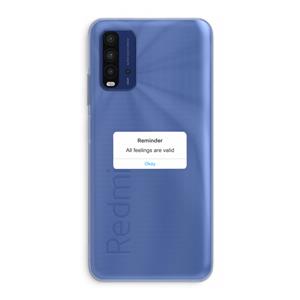 CaseCompany Reminder: Xiaomi Redmi 9T Transparant Hoesje